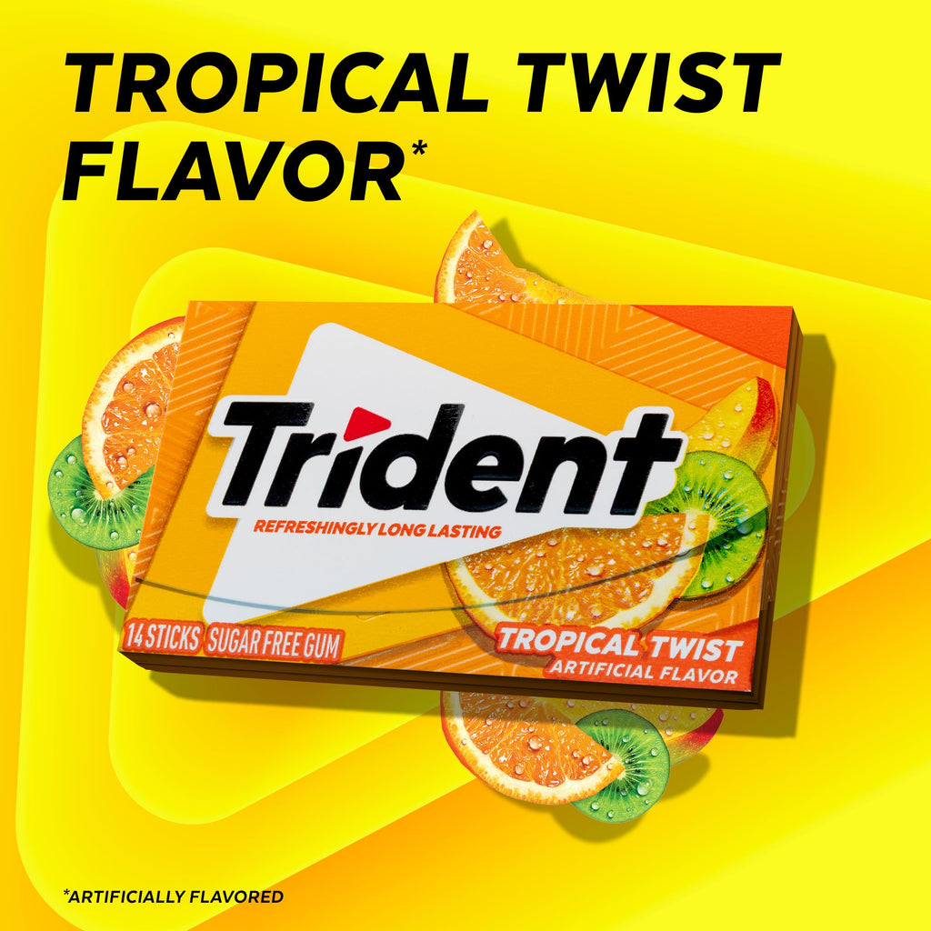 Trident Tropical Sugar-Free Gum, 12 Packs of 14 Pieces (168 Total Pieces)