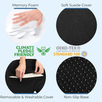 5 STARS UNITED Seat Cushion - Memory Foam Chair Cushion for Tailbone Pain Relief - Ergonomic Support for Coccyx, Sciatica & Butt - Office, Desk & Gaming Chair, Car Seat, Wheelchair, Black Suede
