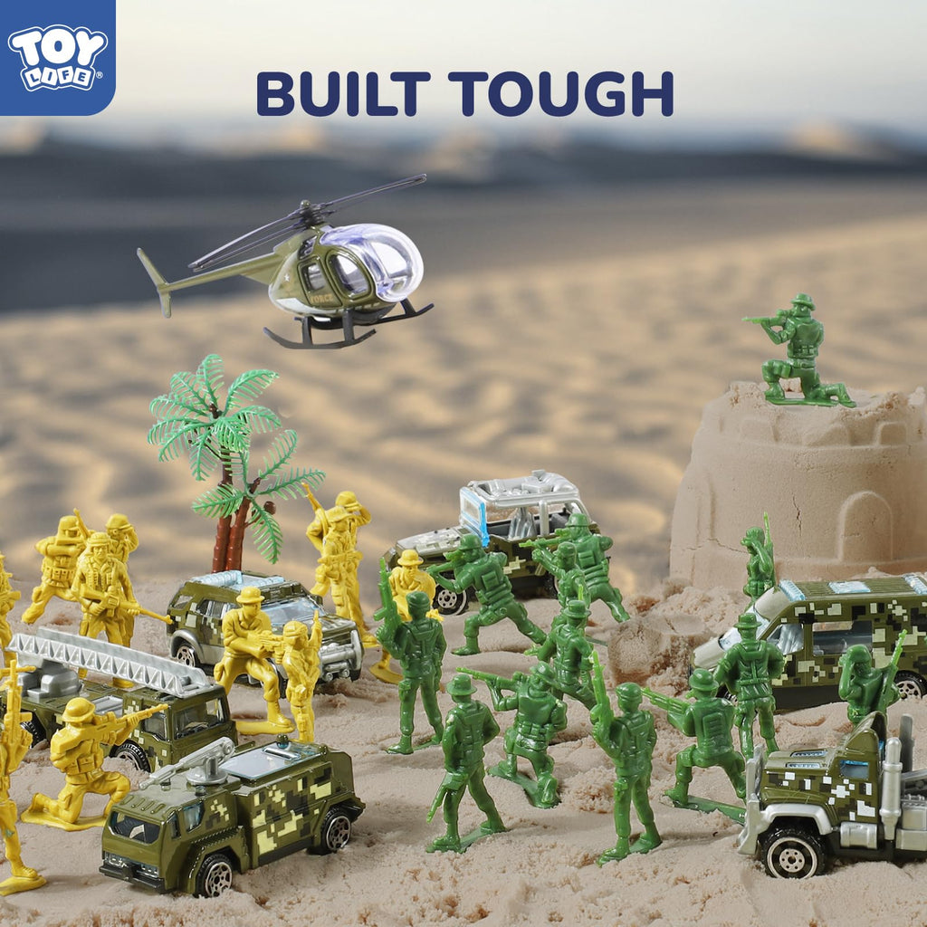 TOY Life Army Men Action Figures Toys Plastic, Toy Soldiers for Boys with Helicopter, Green Military Playset