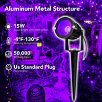 BeeLinks Halloween LED Black Light: 15W Spot Lights Outdoor UV Spotlight for Halloween Christmas | 2 PacK 110V Plug-in Blacklight with IP65 Waterproof for Party Body Paint Fluorescent Poster Neon Glow
