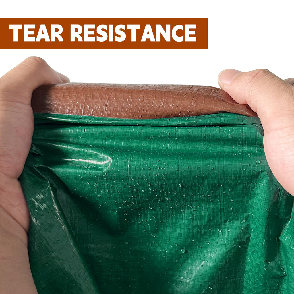 Tarp 20x30 ft 100% Waterproof 7mil Durable Grommets and Reinforced Edges,Uv Resistant,Green/Brown Tarp,Emergency Rain Shelter,Outdoor Cover and Camping Use -by MVPNET