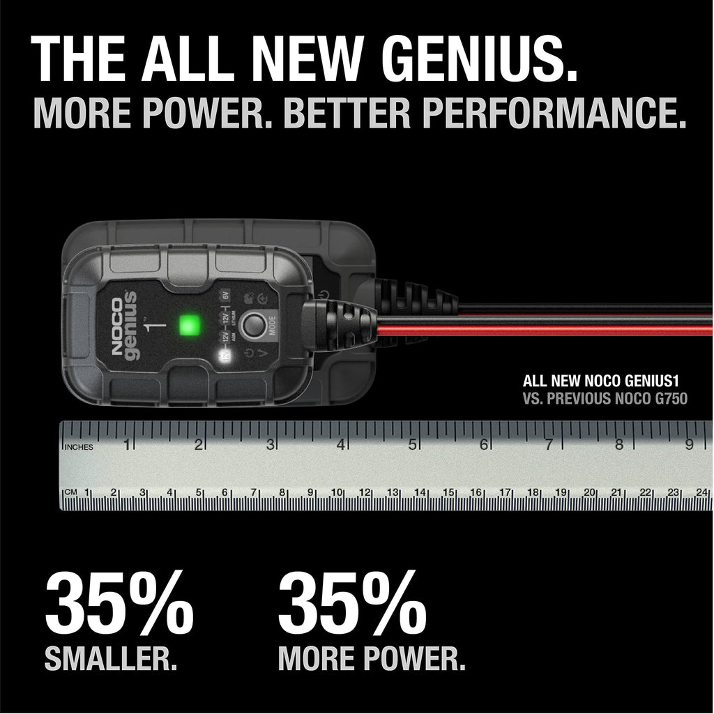NOCO GENIUS1 1A 6/12V Smart Battery Charger, Trickle Charger & Maintainer