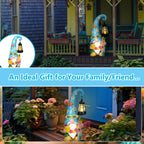 Qeinwha Summer Garden Gnome Statue with Solar Lights