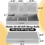 Simple Houseware 41.5" Wrapping Paper Organizer, Fits 40 Rolls, Gray