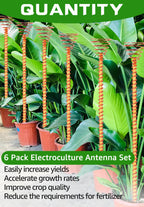 6 Pack 15" Electroculture Copper Gardening Antenna, Electroculture Plant Stakes, Copper Wire for Garden Stakes, Tensor Rings Coppers, Electro Coil Support Rods Kit Growing Vegetable Flowers