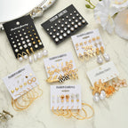 84 Pairs Gold Stud Earrings Set for Women Multipack, Fashion Pearl Cubic Zirconia Butterfly Earrings Packs Piercings, Hypoallergenic Stud Hoops Earrings for Gift (Style08-gold)