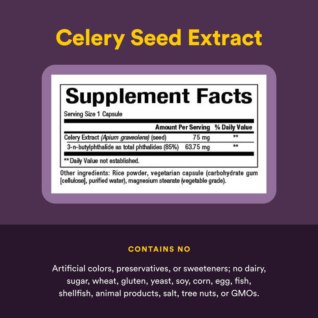 Celery Seed Extract by Natural Factors, Herbal Supplement for a Healthy Circulatory System, 60 Capsules