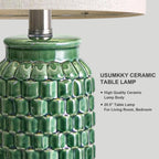 USumkky 20.5" Ceramic Table Lamps Set of 2 - Modern Farmhouse & Boho Style, Bedside Nightstand Lamps for Bedroom, Living Room End Table Lamps, Small Desk Lamp(Green)
