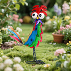 Natelf Outdoor Wacky Metal Rooster Yard Statue Decoration