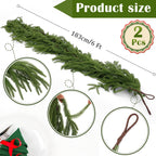 Hananona 2Pcs 6FT Christmas Garlands, Real Touch Norfolk Pine Garland