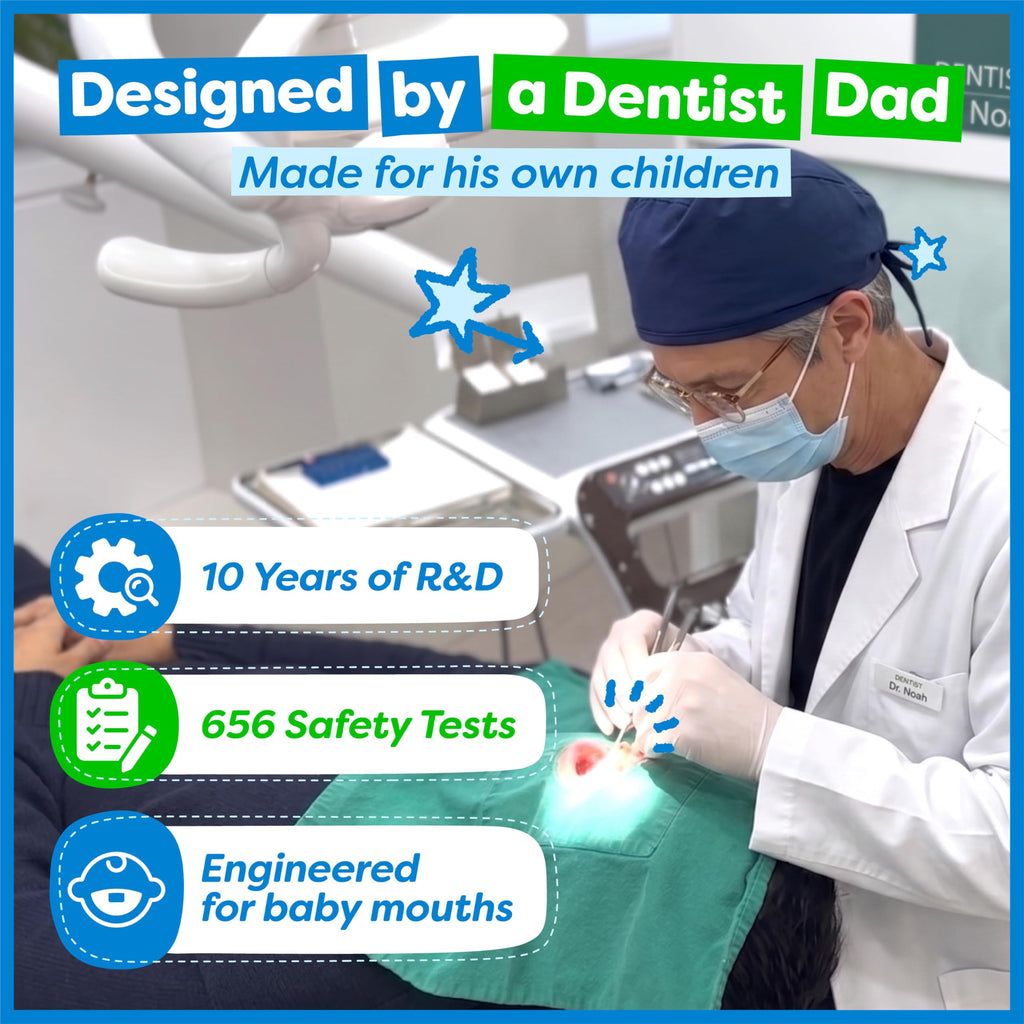 Dr. Noah Microplastic-Free Bamboo Baby Toothbrush | Dentist Designed | 656 Substances Safety Tested | BPA, PFAS & Phthalate Free | 4 Pack |Soft Bristles | Infant to Toddler, 6-12 Months, Age 2-4 Kids