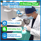 Dr. Noah Microplastic-Free Bamboo Baby Toothbrush | Dentist Designed | 656 Substances Safety Tested | BPA, PFAS & Phthalate Free | 4 Pack |Soft Bristles | Infant to Toddler, 6-12 Months, Age 2-4 Kids