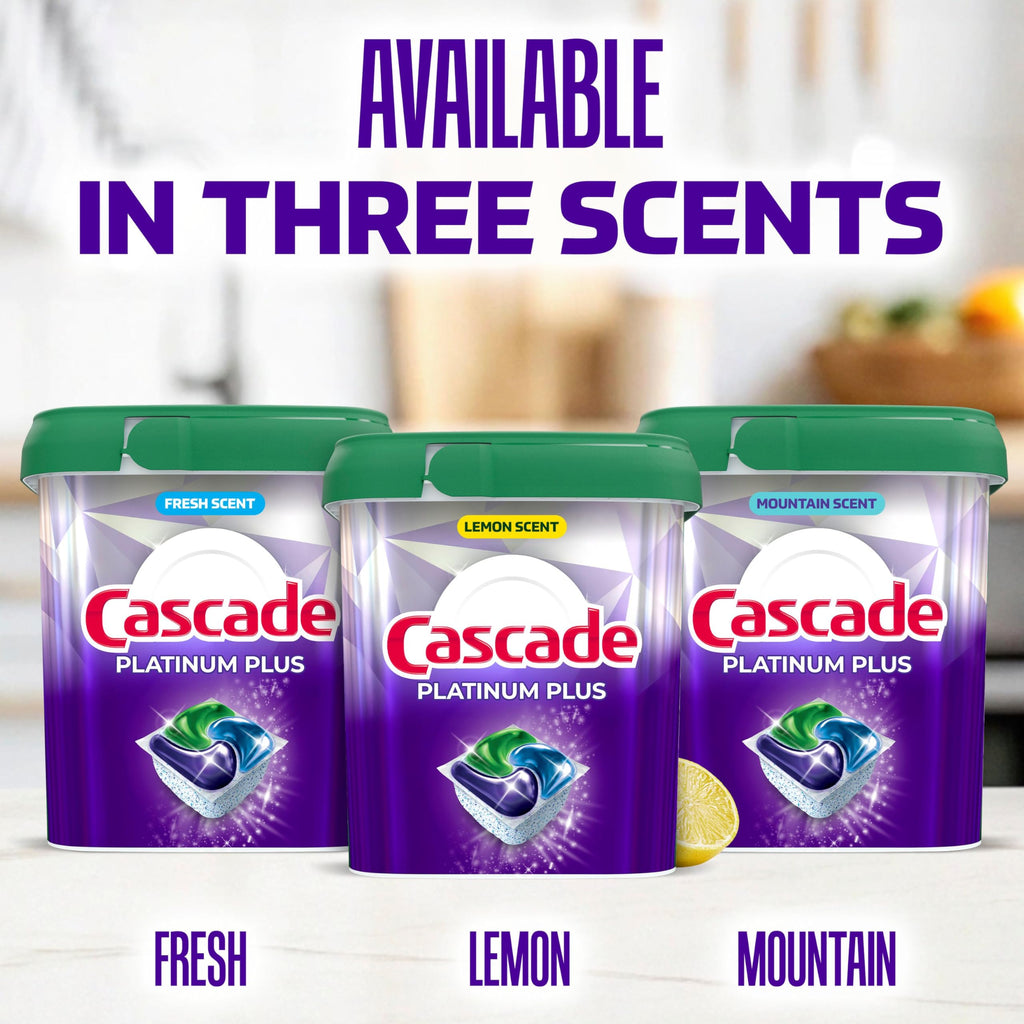 Cascade Platinum Plus Dishwasher Pods, Dishwasher Detergent, Dish Detergent Soap, Fresh, 57 Count