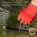 FEED GARDEN Landscape Staples 6 Inch 200 Pack Kit, Heavy Duty 11 Gauge Hot-Dip Galvanized Garden Stakes with 200 Gaskets & 1 Pick Hook for Weed Barrier, Landscape Fabric, Sod, Turf & Garden Edging