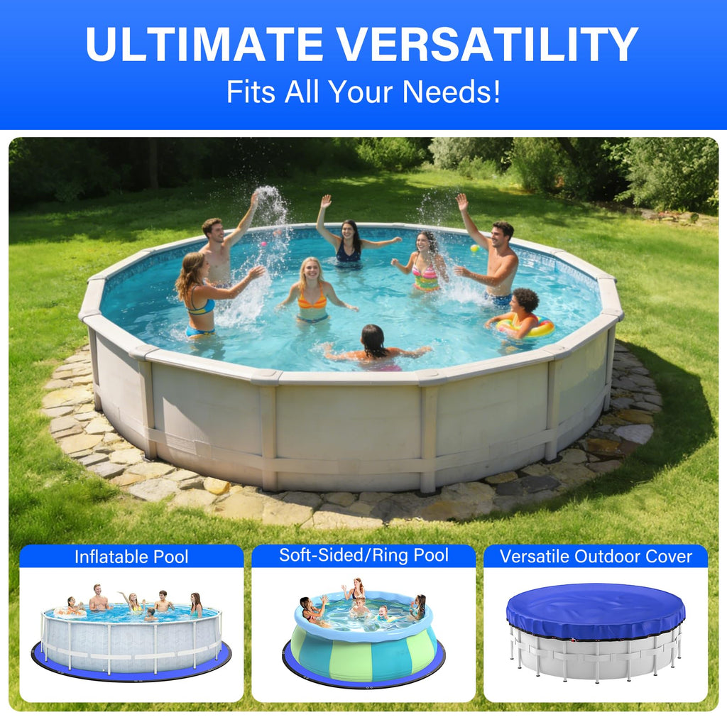 REGMICS 15FT Round Pool Liner Pad for Above Ground Pools, 165 GSM Thickened Puncture-Resistant Under Mat (16FT Actual), Heavy-Duty Underlayment with Metal Grommets