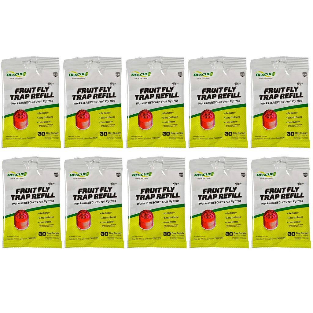 RESCUE! Fruit Fly Trap Bait Refill – 30 Day Supply – 10 Pack