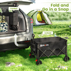 Blomoba Collapsible Wagon Cart with Wheels, 330lbs Heavy Duty Wagon, Black