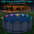 rerekiki Poolside Solar Light for Inground Pool, 4 Pack Above Ground Pool Lights Wireless, Waterproof Pool Accessories Solar Power LED Lights for Swimming Pools Decoration