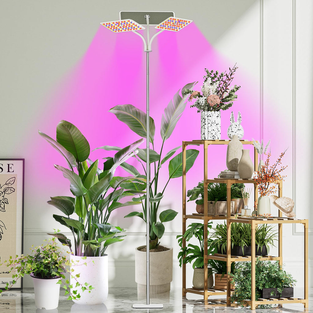 KINGPLUS 48W Grow Light for Indoor Plants with Stand, Tri-Head Plant Light
