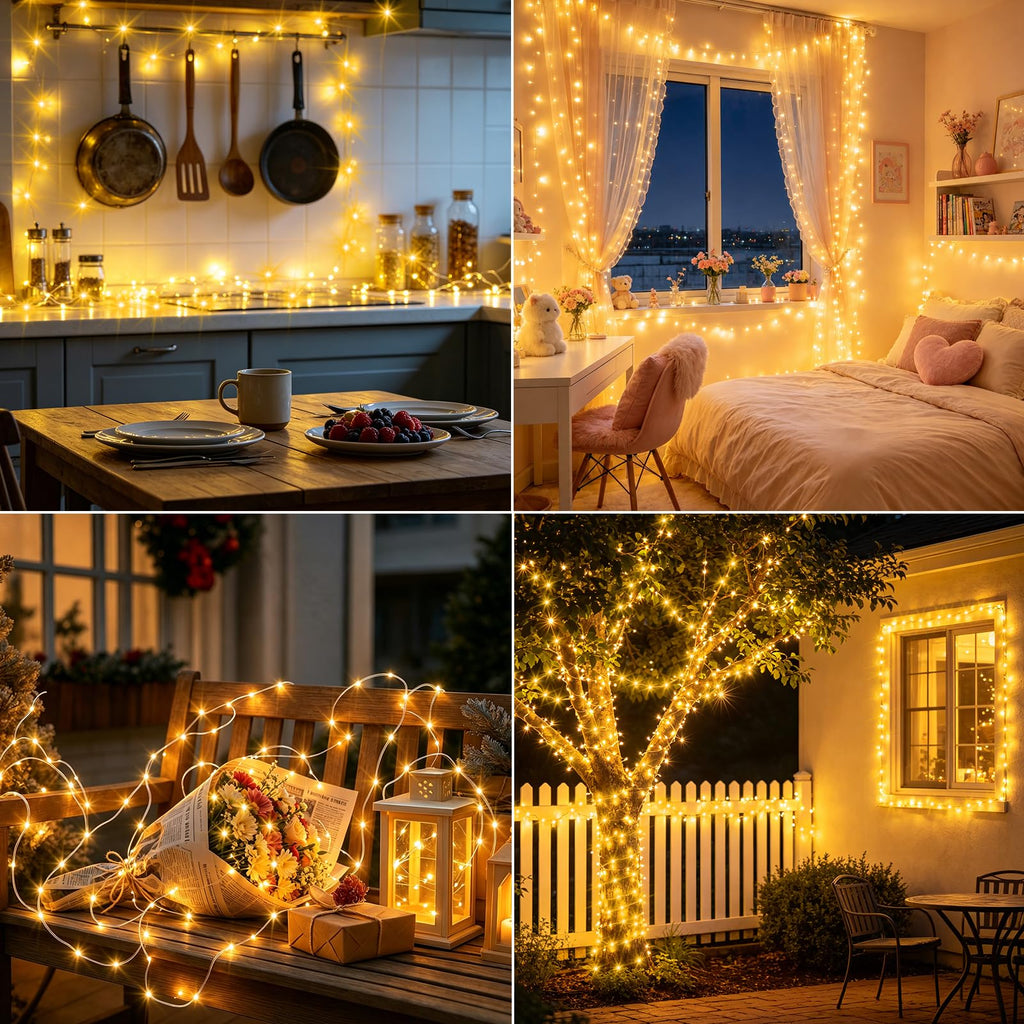 2 Pack Fairy String Lights Plug in Twinkle Lights with Remote for Bedroom