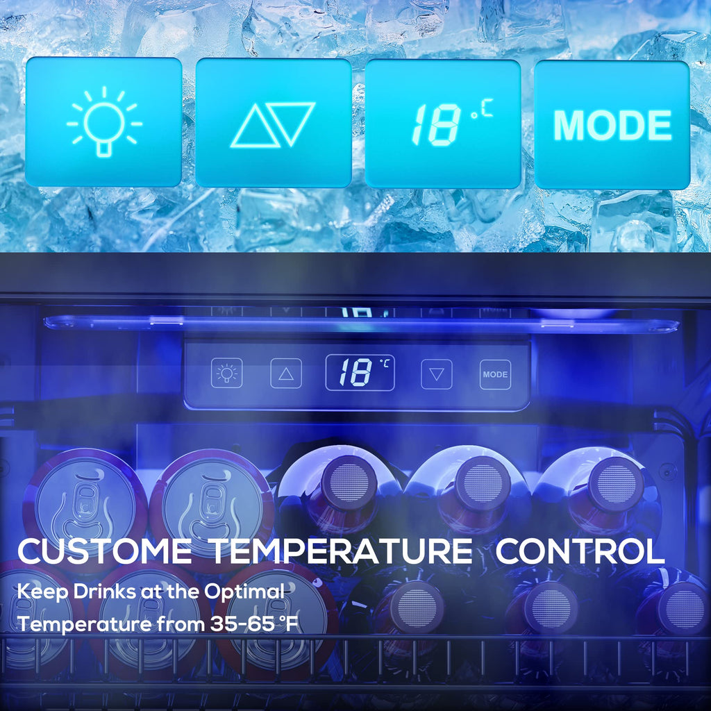 Manastin Beverage Refrigerator Cooler-70 Cans Mini Fridge Freestanding Cooler with Glass Door, Adjustable Shelves & Digital Temperature Display for Soda, Wine or Beer (Black, 1.77 Cu.Ft)