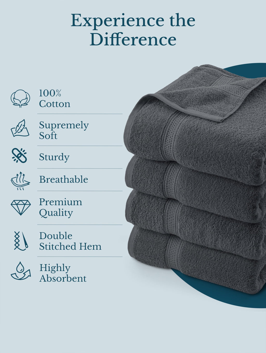 Utopia Towels 4 Pack Premium Bath Towels, 27x54 in, 600 GSM Cotton Grey