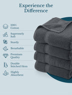 Utopia Towels 4 Pack Premium Bath Towels, 27x54 in, 600 GSM Cotton Grey