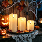 VIEWELLD Flickering Flameless Candles with Remote and Timer, Realistic LED Candles, Battery Operated Candles for Christmas Home Wedding Birthday Decoration, Real Wax Set of 3(Ivory White)