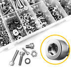 Mywish 900Pcs M3 M4 M5 M6 Metric Screw Assortment, 304 Stainless Steel Nuts and Bolts, Hex Socket Head Cap Metric Bolts/Nuts/Flat Washers Kit Anti Rust 16 Sizes 8mm to 20mm, Hex Wrenches