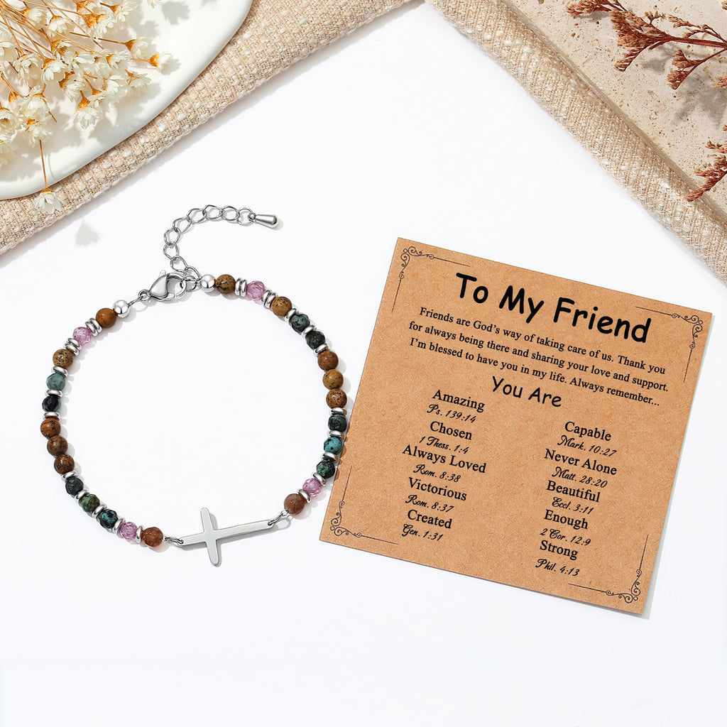 Best Friend Friendship Gifts for Women, Christian Cross Bracelet