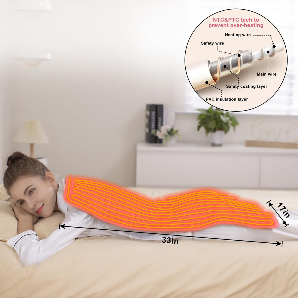 VANKADA Heating Pad Electric Heat Pad, Hot Heated Pad,Multiple Temp and Timer Settings,Suitable for Shoulders, Neck, arms, Abdomen, Back, Legs, etc. (Light Pink, 33"X17")