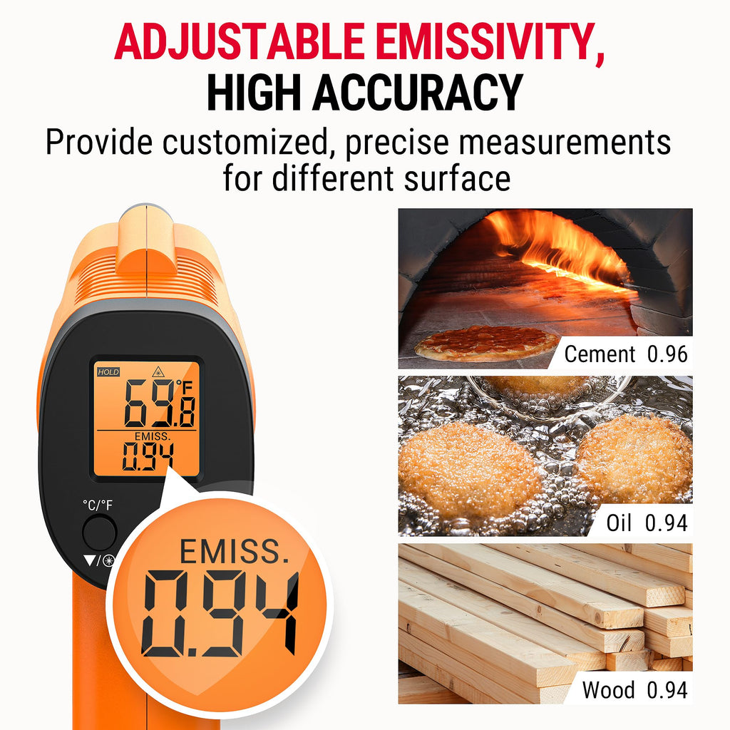 TempPro Temperature Gun, Infrared Thermometer Gun with Laser, Laser Thermometer Gun -58-1022 ℉, Meat Thermometer Digital with Super Long Probe, Food Thermometer for Cooking(Previously ThermoPro)