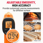 TempPro Temperature Gun, Infrared Thermometer Gun with Laser, Laser Thermometer Gun -58-1022 ℉, Meat Thermometer Digital with Super Long Probe, Food Thermometer for Cooking(Previously ThermoPro)