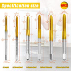 6Pcs Metric Tap Set with Tap Wrench for Metal, M2 HSS Thread Tap M2 to M6