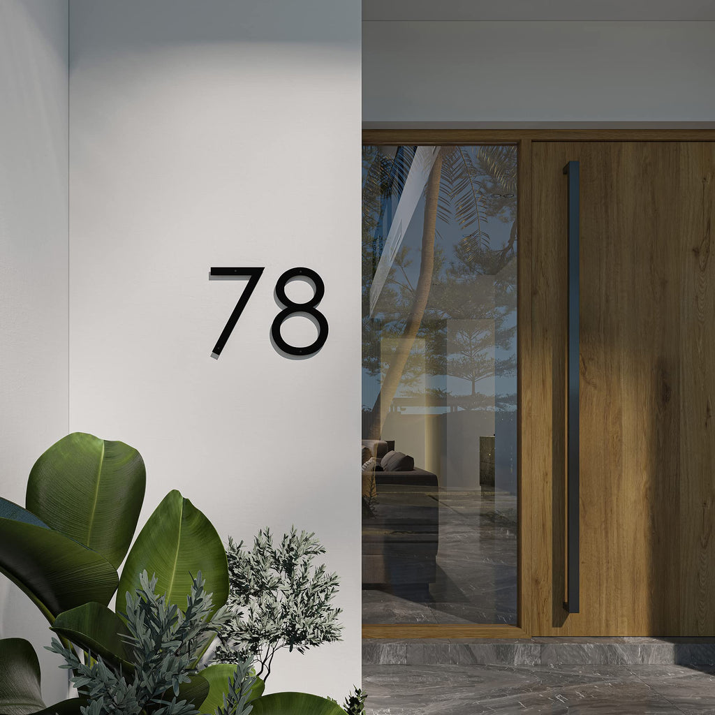 12 Inch Modern Floating House Numbers for Outside | Large Metal House Numbers for Outdoors | Black Coated Rust-Proof Home Address Numbers/Plaques | Metal Numbers
