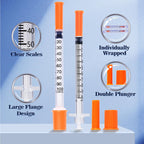 1ml Syringe 30G 1/2 Inch 13mm, Lab Supplies Individually Wrapped, Pack of 100
