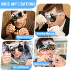 COYLAPY Magnifying Glasses for Close Work, Jewelers Magnifying Glass with Light & 5 Interchangeable Lens Pairs(2X 4X 6X 10x 13x), Headband Loupe Magnifier for Watch Repair,Crafts, w/Storage Case
