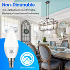 Energetic E12 LED Candelabra Light Bulbs 5.5W (60 Watt Equivalent), 5000K Daylight, 600LM Chandelier Light Bulbs, B11 Candle Bulbs for Ceiling Fan, CA 80 Recessed Can Light, Non-Dimmable, Pack of 12