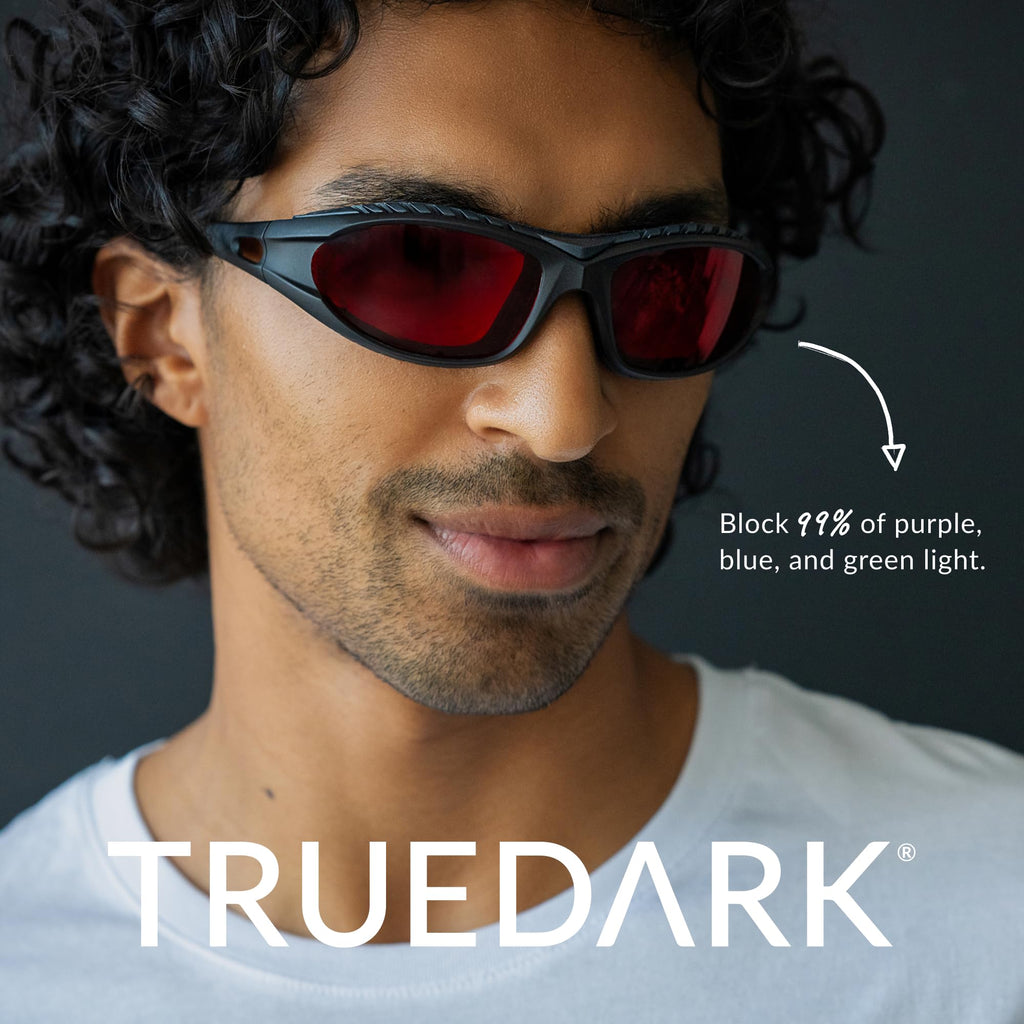TrueDark by Dave Asprey | Twilights Classic | Blue Light Glasses for Women & Men, Red Lenses Block 99% Blue, Green & Violet Light for Night Use