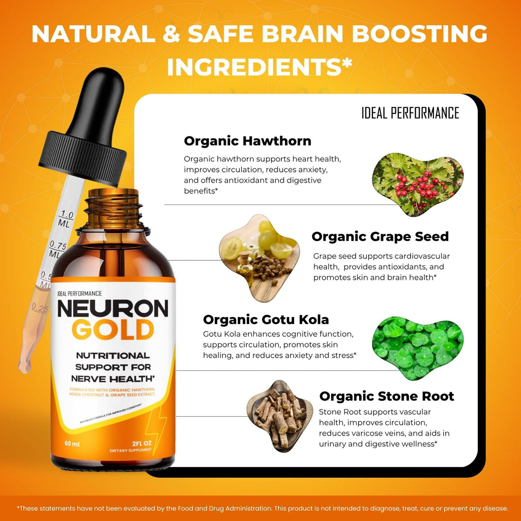 Neuron Gold Drops, Premium Neuron Gold for Neuropathy & Nerve Health Support Supplement Droppers - Maximum Strength, All Natural Ingredients, NeuronGold for Overall Health & Wellness Reviews (5 Pack)