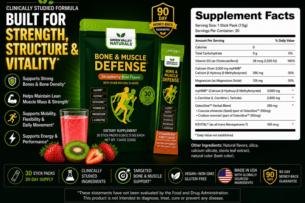 Green Valley Naturals Bone & Muscle Defense On-The-Go Stick, 30 Packs