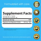 NaturaLife Labs Magnesium Citrate 400 mg per Serving – 120 Tablets, Vegan, Non-GMO
