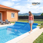 VINGLI 12Mil Solar Pool Cover, Rectangle Solar Blanket-Heavy Duty Solar Pool Cover for Above Ground Pool-Pool Solar Cover for Inground Pool (Blue, 16'x32' Rectangular)