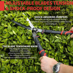 GARTOL 23-Inch Hedge Shears, Manual Garden Clippers with 9" High Carbon Steel Wavy Blade, Heavy Duty Bush Trimmers with Shock-Absorbing Bumpers & Adjustable Tension, Easy-Grip Handles