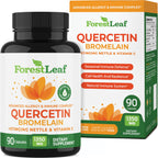 ForestLeaf Quercetin with Bromelain 1350mg - Blend with Vitamin C & Stinging Nettle Supplement, Quercetin 500mg Capsules, Non-GMO Gluten Free, Natural Function, 90 Veggie Caps