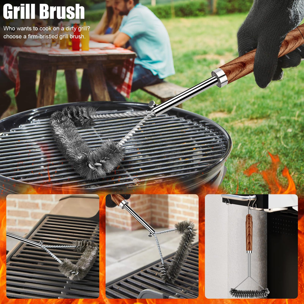 RINPIR 31Pcs Stainless Steel BBQ Grill Accessories & Tools Set, Brown