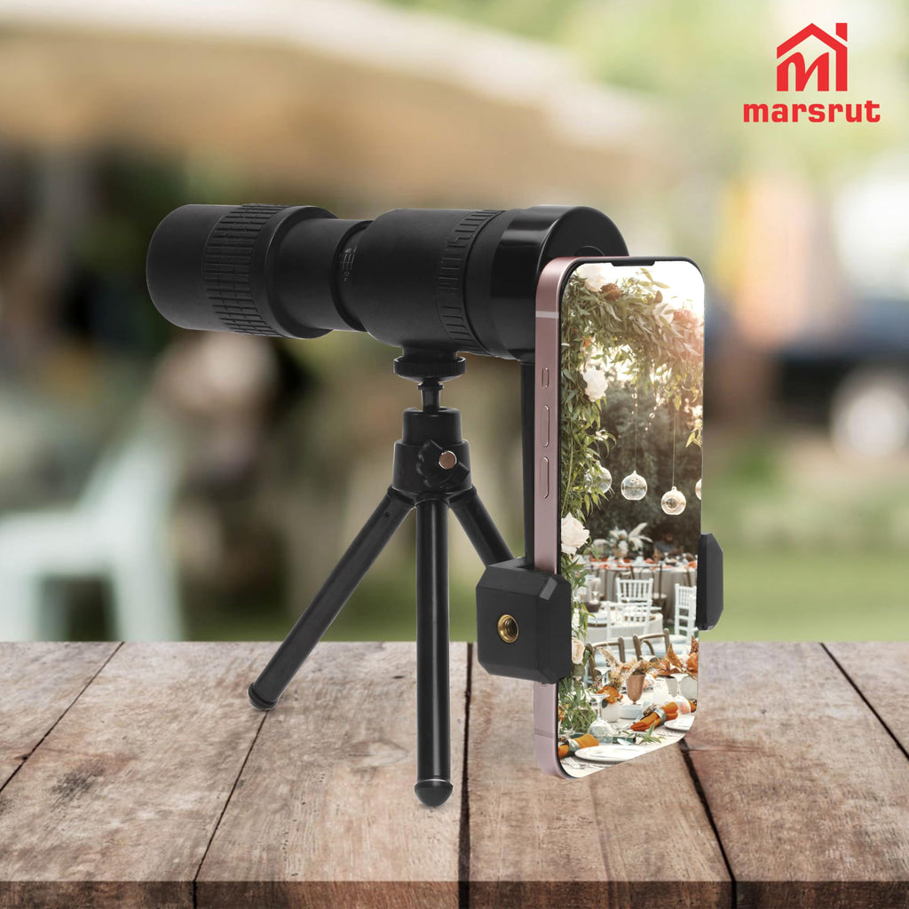 Zoom Lens for iPhone Android, 4K 10-300x40mm Compact Monocular Telescope Mini for Stargazing Space Lover Night Vision Bird Watching Hunting, Super Zoom Monoscope (Smartphone Holder&Tripod Included)