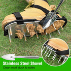 DenForste Lawn Aerator Shoes for Grass - Pre-Assembled Grass Aerator Shoes for Lawn - Soil Yard Aerator Tool for Aerating Patio Garden, Black