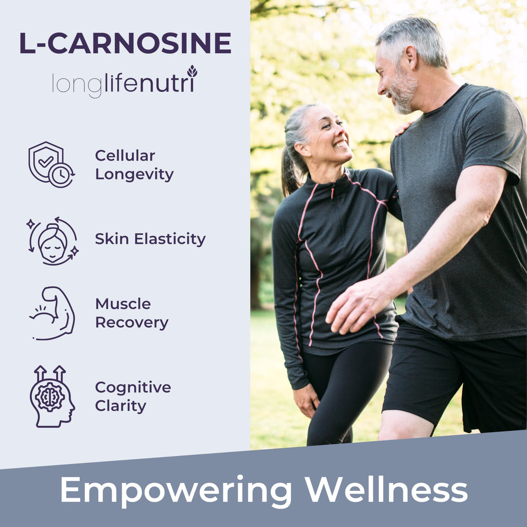 LongLifeNutri L-Carnosine 1000mg - Beta-Alanyl-L-Histidine Supplement for Cellular Energy & Brain Clarity, 120 Vegetarian Capsules, 2-Month Supply, GMP Certified, Made in USA