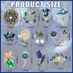 Junkin 12 Pcs Women Brooches Bulk Vintage Rhinestone Pin Set,Flower